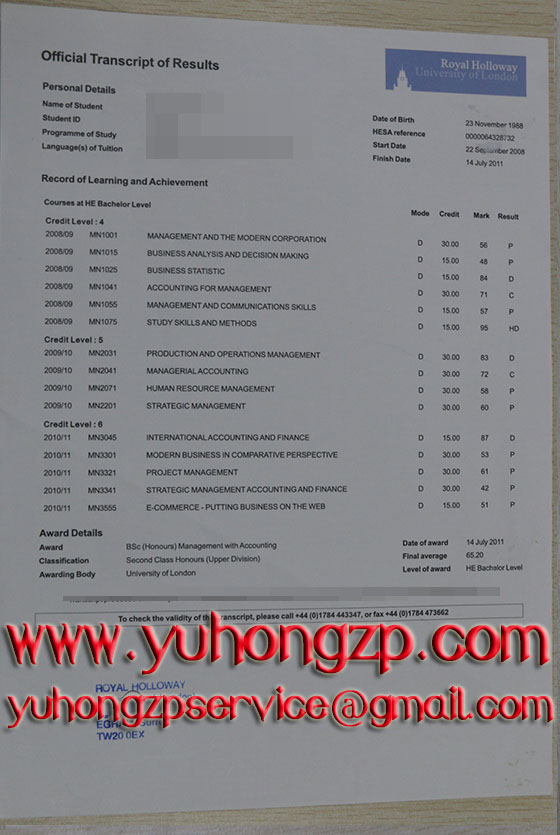 Royal Holloway transcript