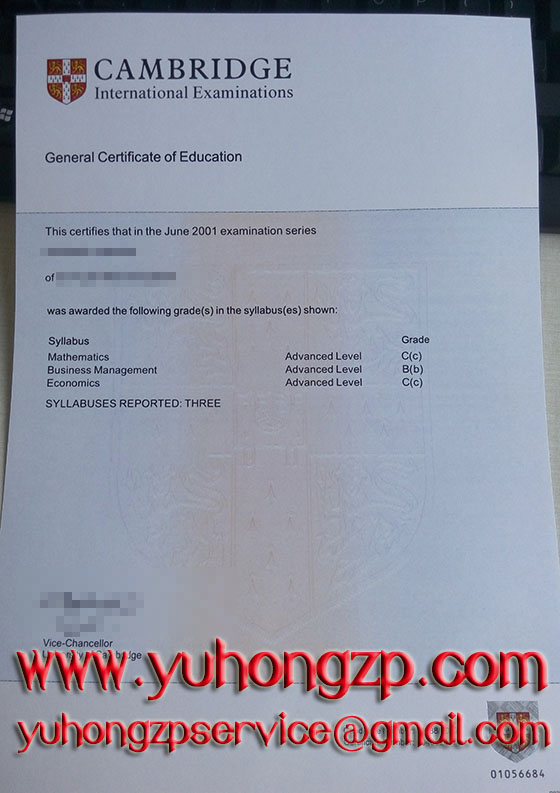 CIE-GCE-A-Level Certificate 