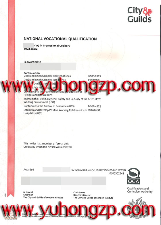 national Vocational qualification NVQ certificate