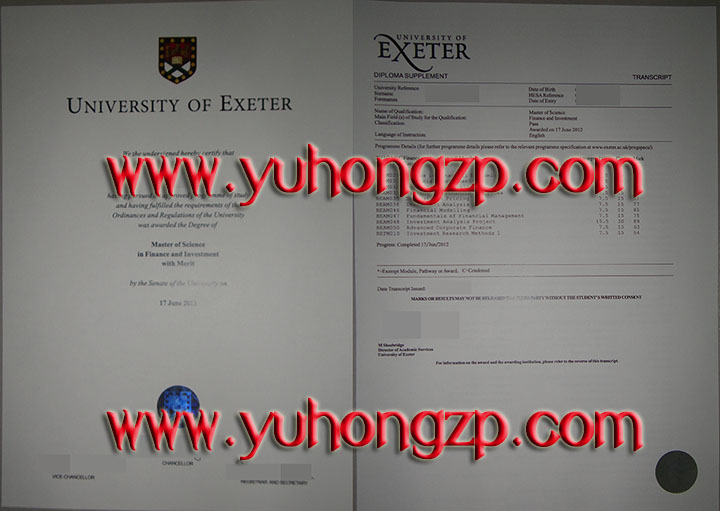 University of Exeter degree and transcript