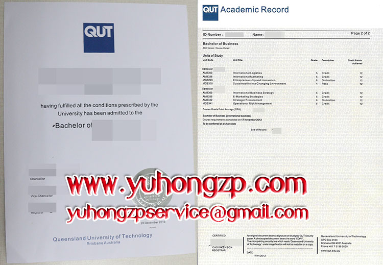 QUT degree and transcript