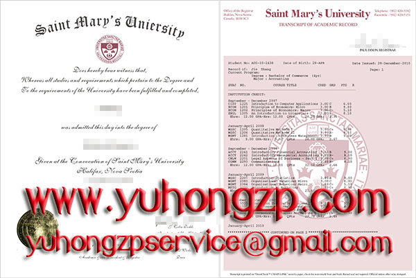 St. Marys University diploma and transcript