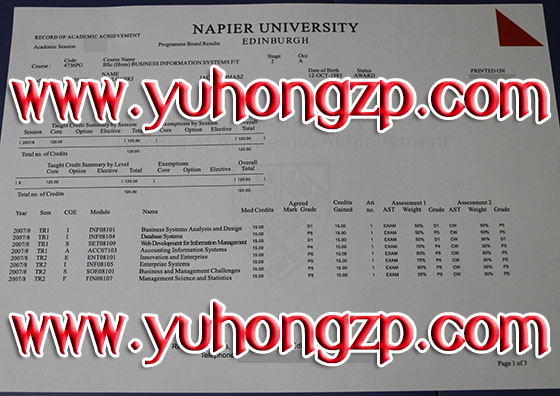 Napier university transcript