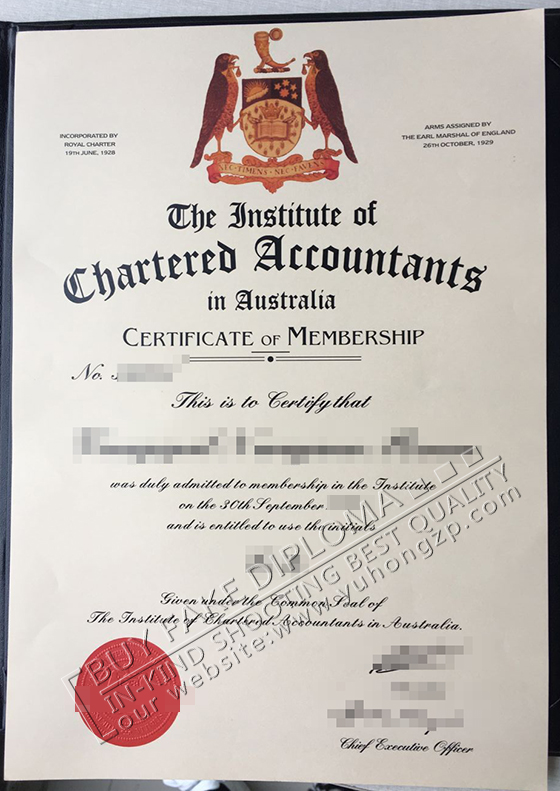 The Institute of Chartered Accounts in Australia certificate