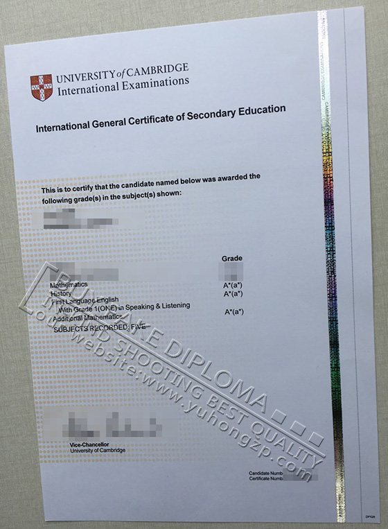 Phony IGCSE certificate