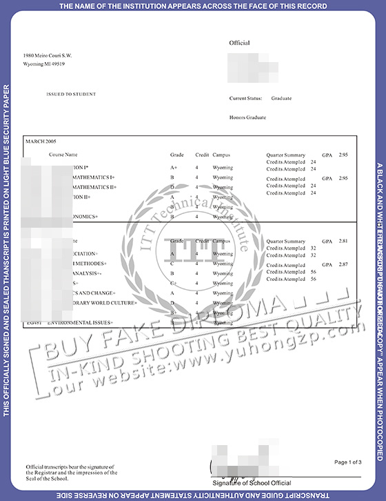 ITT Tech fake transcript