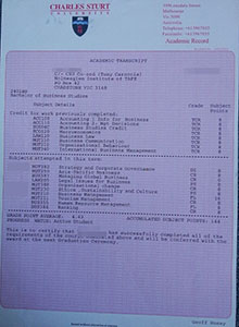 Charles Sturt University transcript, fake Charles Sturt University diploma and transcript