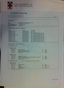 UNSW transcript, fake diploma and transcript of the University of New South Wales