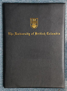 University of British Columbia degree hard cover, UBC diploma cover