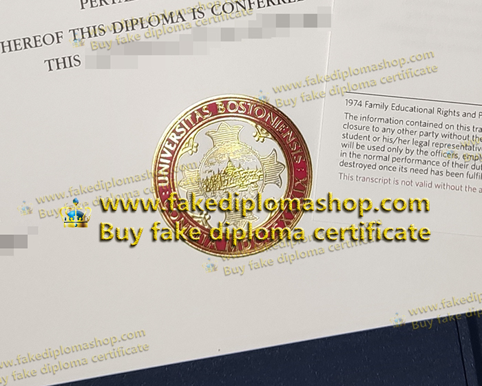 Boston University diploma of gold seal