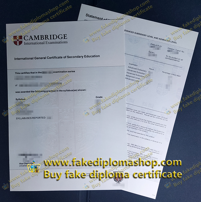 CIE IGCSE certificate and transcript, Cambridge International Examinations IGCSE certificate