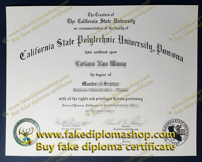 Cal Poly Pomona diploma of Master, California State Polytechnic University-Pomona diploma