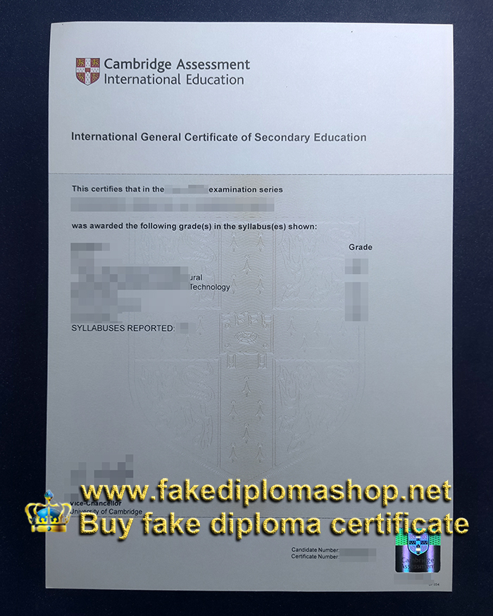 Cambridge Accoccmont IGCSE certificate