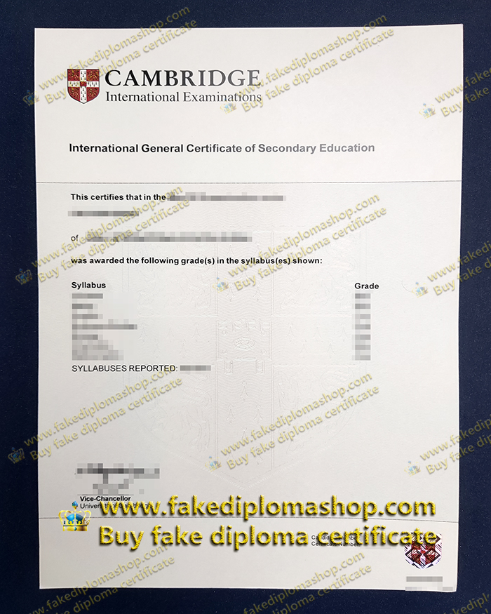 Cambridge IGCSE certificate