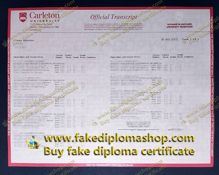 Carleton University transcript