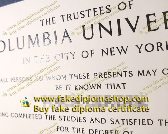 Columbia University degree with UV ink