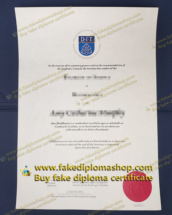 DIT diploma of Bachelor, Dublin Institute of Technology diploma