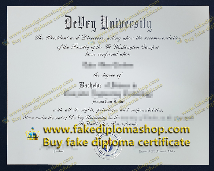 DeVry University diploma of Bachelor