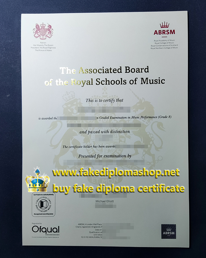 Gilt plate ABRSM certificate, Associated Board of the Royal Schools of Music certificate