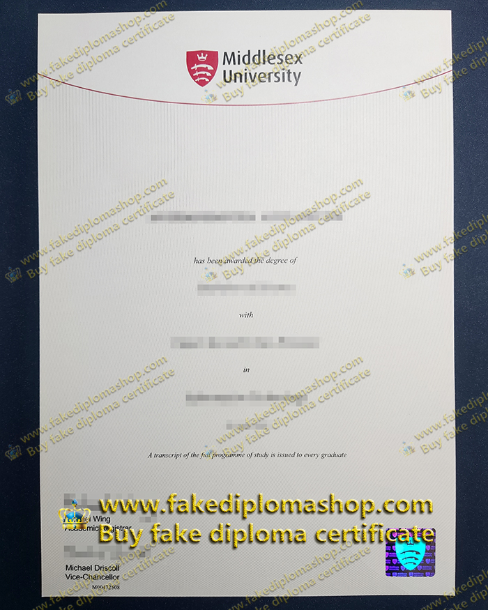 old edition MDX diploma, Middlesex University diploma