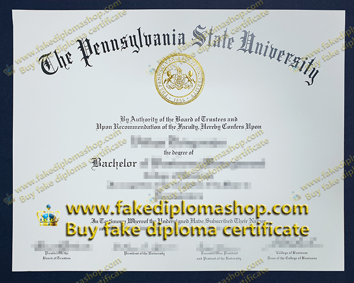 PSU Bachelor degree, Pennsylvania State University diploma