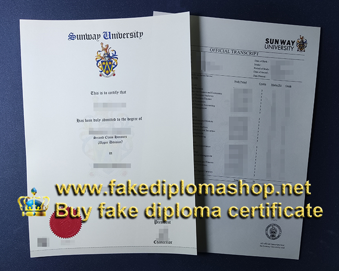 Sunway University diploma and transcript