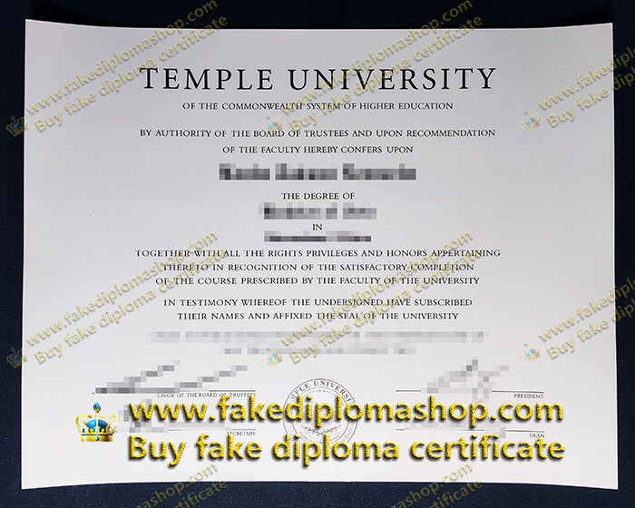 Temple University fake diploma, TU degree certificate