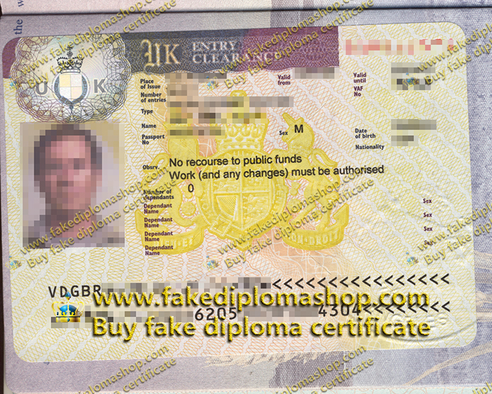 Fake UK VISA template