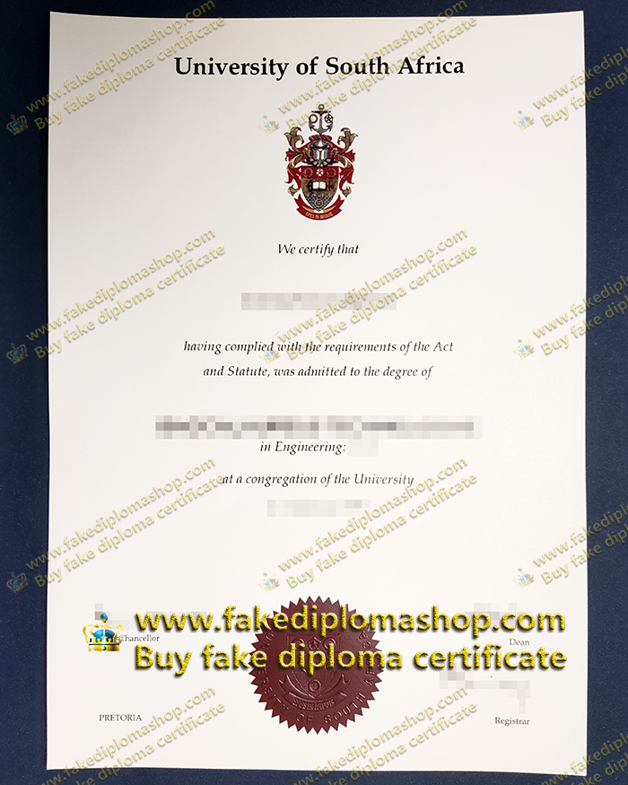 UNISA diploma of old edition, University of South Africa diploma