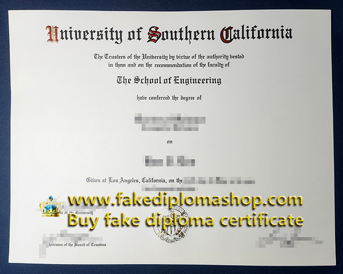 fake USC Master degree, University of Southern California diploma