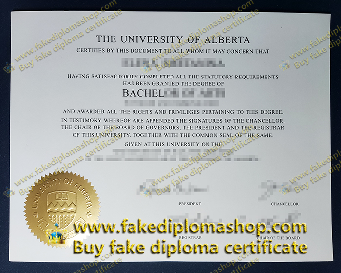 fake University of Alberta degree, University of Alberta Bachelor diploma