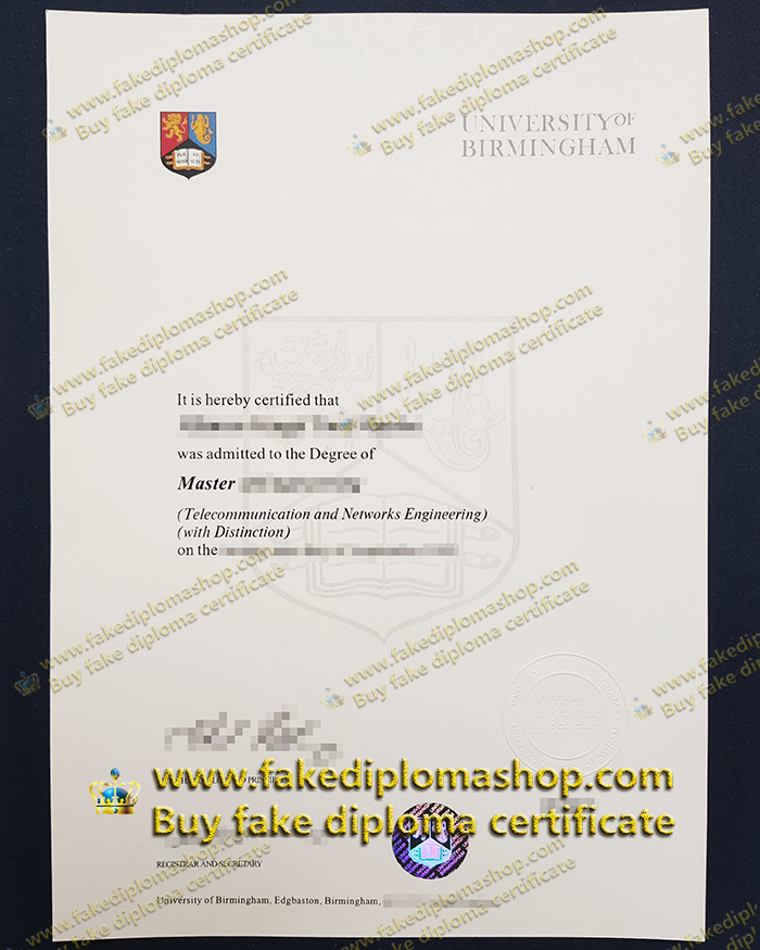 old edition Birmingham University diploma, Birmingham University diploma of Master