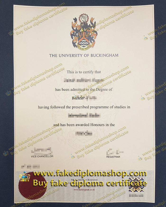 University of Buckingham diploma of the new edition, Fake UB diploma of Bachelor