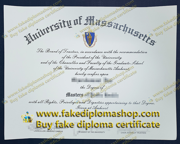 University of Massachusetts diploma of Master