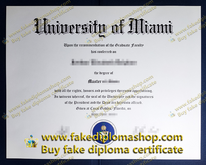 Fake University of Miami diploma