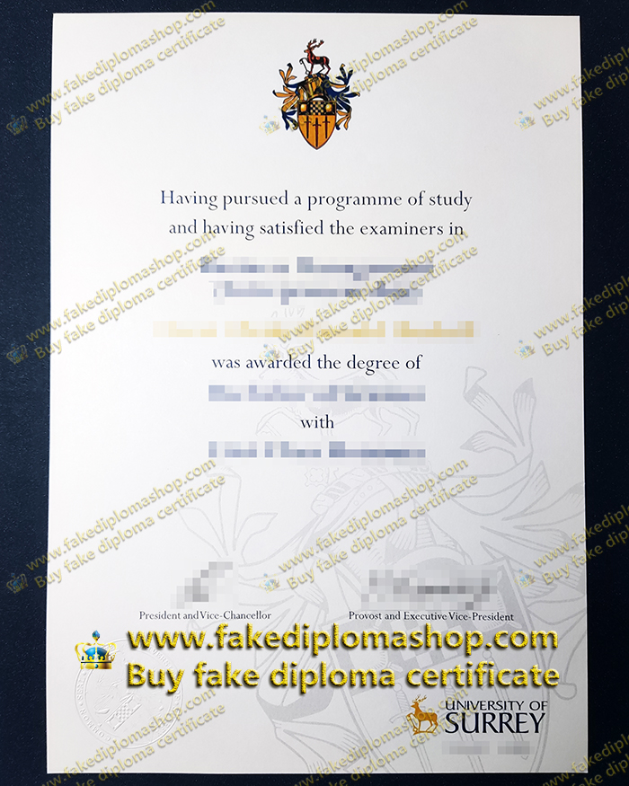 University of Surrey diploma of Bachelor