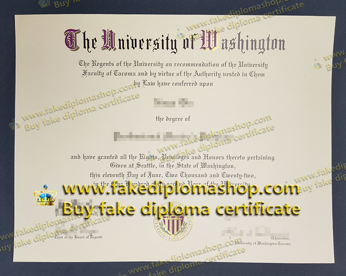 University of Washington diploma of Master 