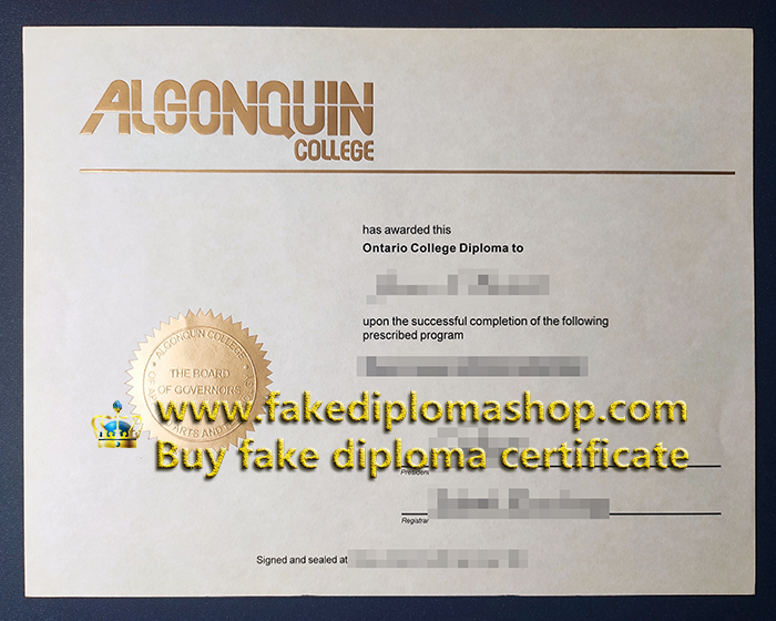 old edition Algonquin College diploma