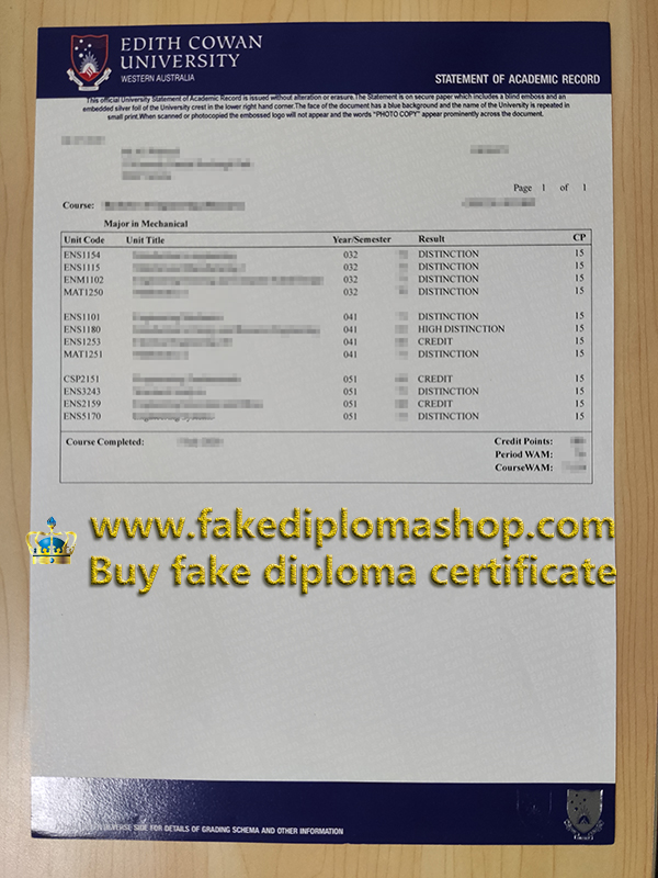 Order a fake ECU transcript and diploma