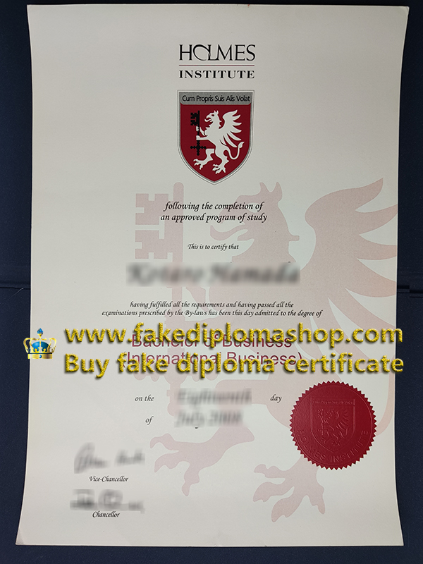 Holmes Institute certificate