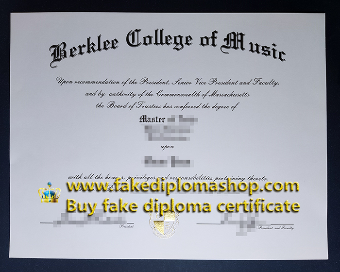 Berklee College of Music diploma of Master