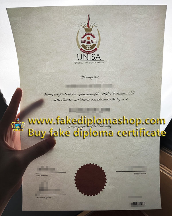 UNISA degree certificate with real watermark