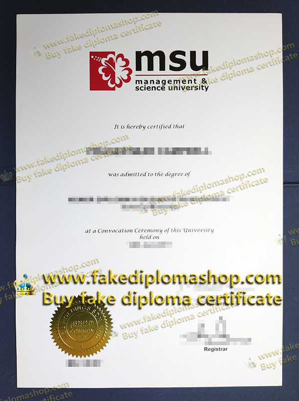 MSU diploma, Management & Science University diploma