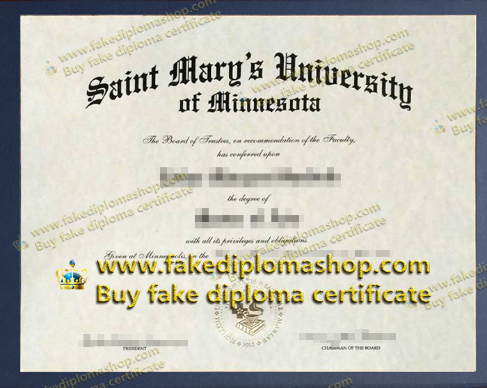 SMUMN diploma, Saint Mary's University of Minnesota diploma