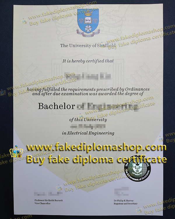 TUOS diploma of Bachelor of Engineering, University of Sheffield diploma