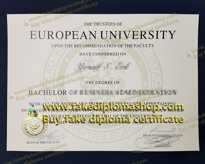 EU Business School diploma of Bachelor, European University diploma