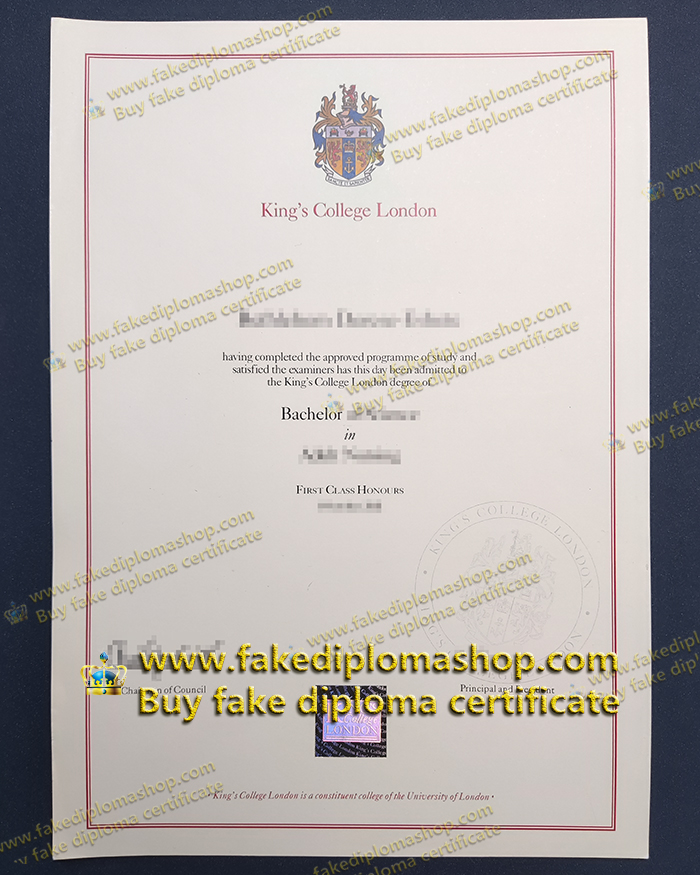 KCL diploma of Bachelor of Science, King's College London degree