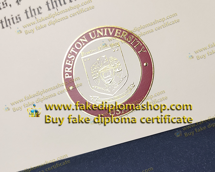 Preston University diploma raised seal