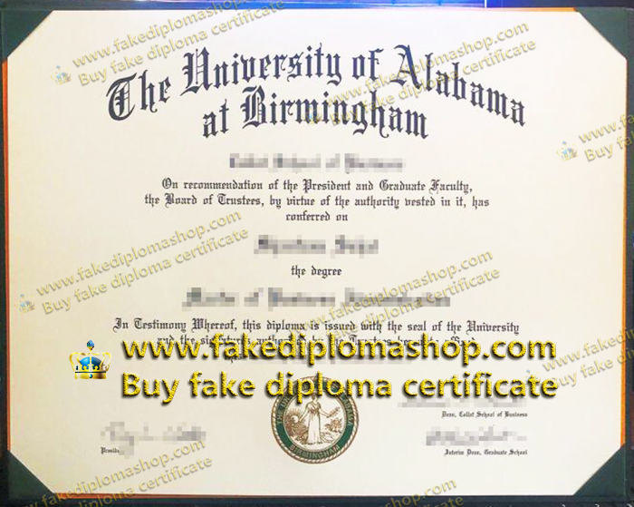 UAB diploma of Master, University of Alabama at Birmingham diploma