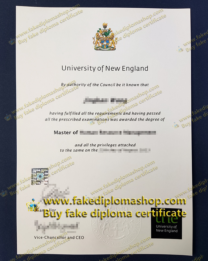 University of New England diploma of Master, UNE diploma